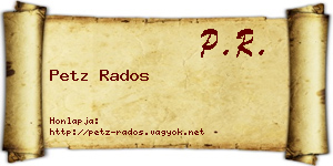 Petz Rados névjegykártya